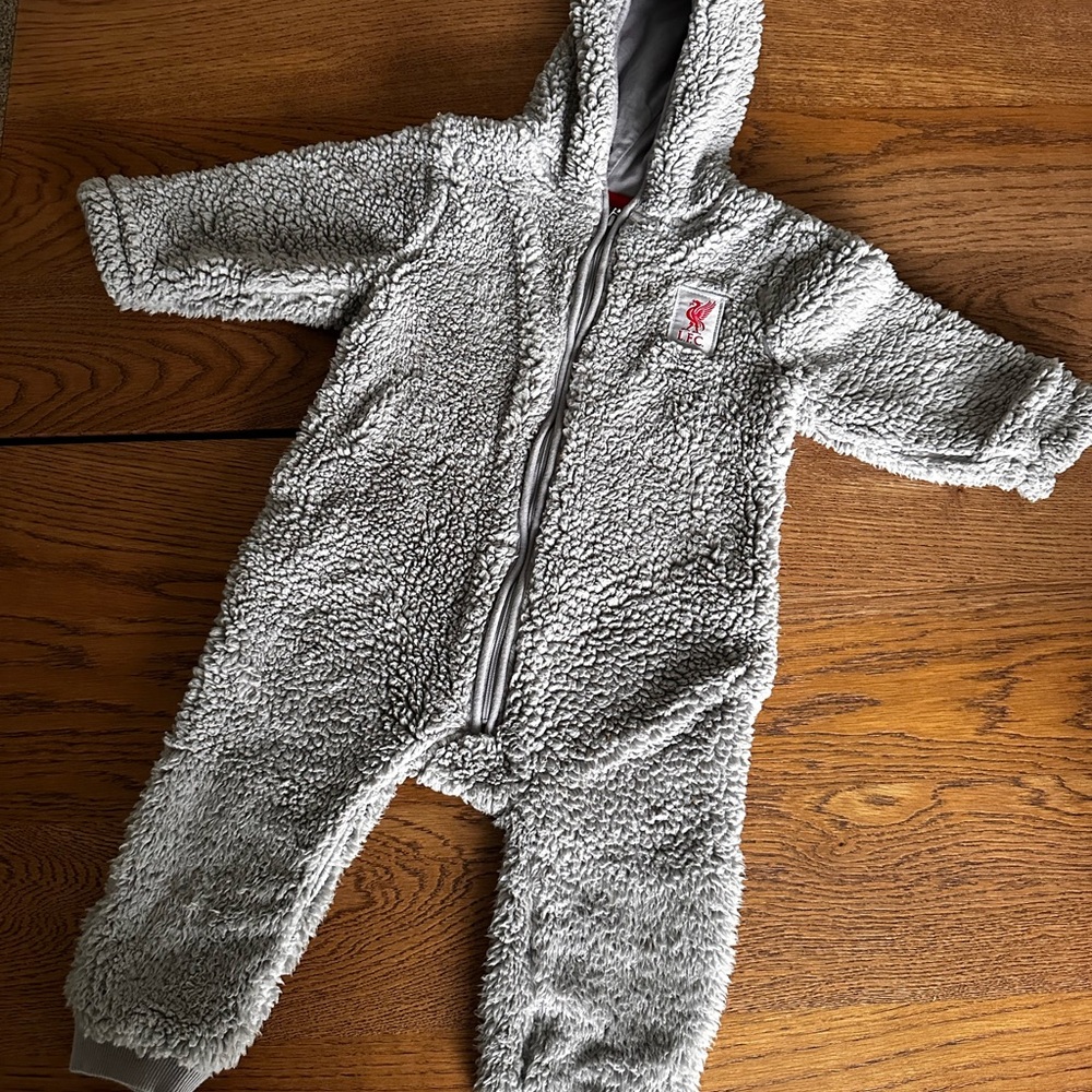 Liverpool Cozy Gray Sherpa Kids One Piece